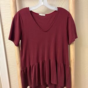 Women's Burgundy Peplum Top